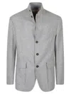 Eleventy Tailored Grey Jacket With High Collar In Gray