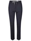 Eleventy Tailored Navy Blue Trousers With Drawstring Waist And Textured Finish In Blue