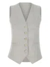 Eleventy Wool Linen Gilet In Ice Grey In Grey