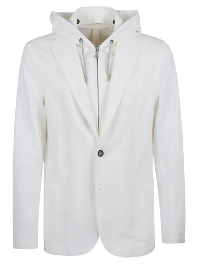 Eleventy Tailored White Jacket With Hood