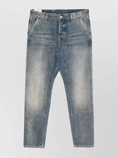 Eleventy Tapered Fit Work Trousers With Five Pockets In Blue
