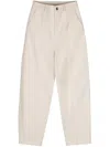Eleventy Tapered Leather Trousers In White
