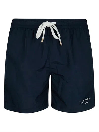 Eleventy Technical Fabric Swim Shorts With Sporty Drawstring In Transparent