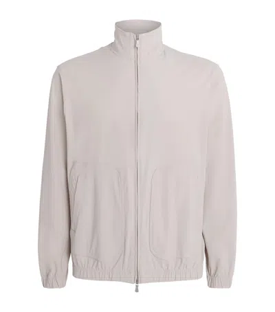 Eleventy Suede Bomber Jacket In Sand