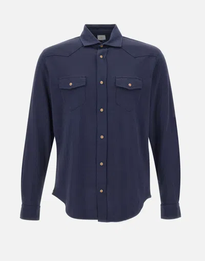Eleventy Texas Comfort Cotton Shirt In Blue