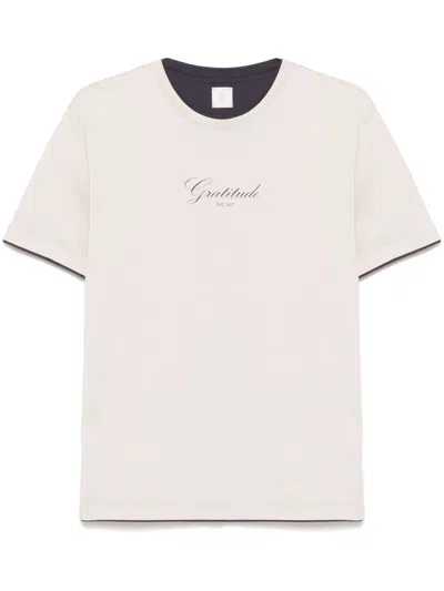 Eleventy Text-print T-shirt In Neutrals
