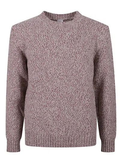 Eleventy Textured Bordeaux Knit Sweater With Classic Crew Neckline In Gray
