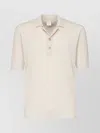 Eleventy Textured Cotton Polo With Ribbed Collar In Metallic