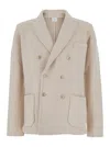 Eleventy Beige Double-breasted Jacket With Peak Revers In Neutrals