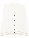 Eleventy Textured Knit Cardigan With Ribbed Collar And Contrasting Stripes