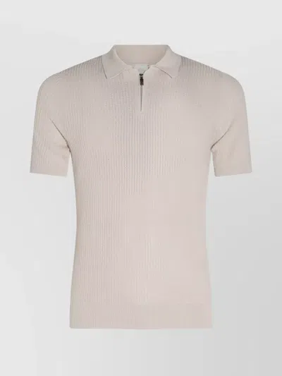 Eleventy Textured Ribbed Polo Shirt In Nude