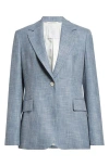 Eleventy Textured Single Breasted Virgin Wool Blend Blazer In Dust