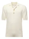 Eleventy Textured Cotton Polo With Ribbed Collar