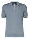 Eleventy Wool Polo Zip Collar In Blue