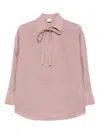 Eleventy Tie-neck Linen Blouse In Pink