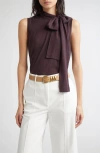 Eleventy Tie Neck Sleeveless Sweater In Burgundy