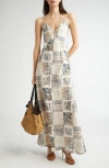 Eleventy Tile Print Linen Slipdress In Sand