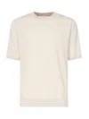 Eleventy Sand Knit Round Neck Short-sleeved Shirt In Beige