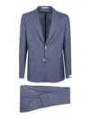 Eleventy Tailored Suit With Notch Lapel And Relaxed Fit Trousers In Blue