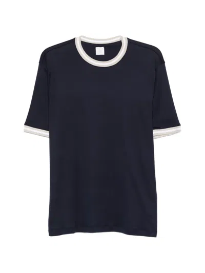 Eleventy Contrast Trim Crew Neck T-shirt In Blue