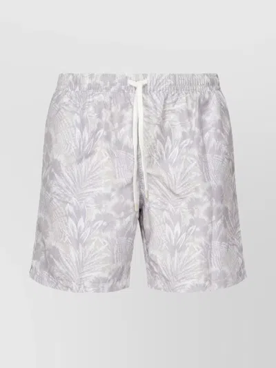 Eleventy Tropical Print Beach Boxer Pockets In Gray