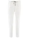 Eleventy White Pants With Elastic Drawstring Waist And Tapered Leg In Cotton Blend Stretch Woman