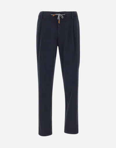 Eleventy Drawstring-waist Tapered Trousers In Blue