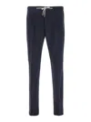 Eleventy Blue Pants With Drawstring Elastic Waist And Logo Patch On The Rear In Blue New