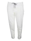 Eleventy Men White Pants With Elastic Drawstring Waist And Tapered Leg In Cotton Blend Stretch Woman In White