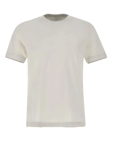 Eleventy T-shirt Giza Bianco Grigio Melange In Neutral
