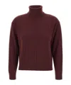 Eleventy Turtleneck Long Sleeve Sweater In Burgundy