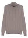Eleventy Turtleneck Ribbed Sweater In Gray