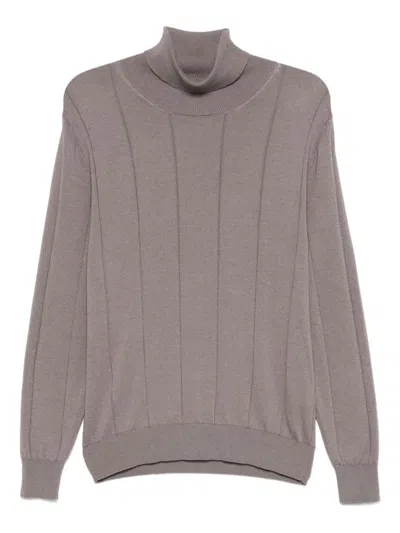 Eleventy Turtleneck Ribbed Sweater In Gray