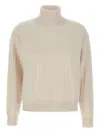 Eleventy Turtleneck Ribbed Sweater In Neutral