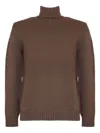 Eleventy Turtleneck Ribbed-trim Sweater In Brown
