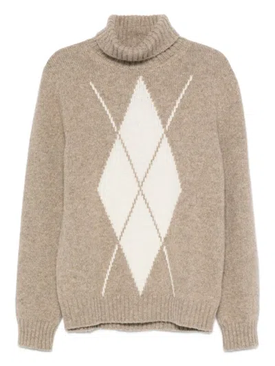 Eleventy Turtleneck Sweater In Brown