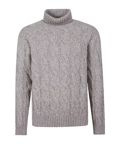 Eleventy Cable Knit Sweater With Turtleneck Collar In Gray
