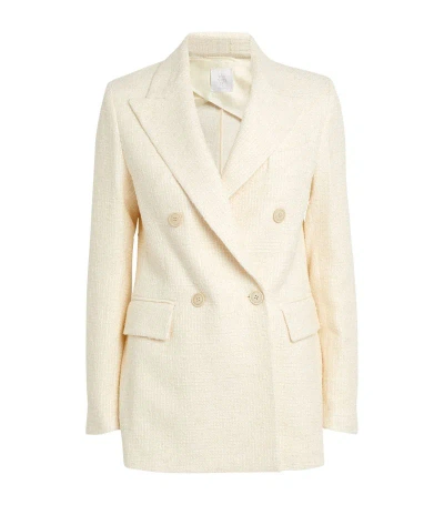Eleventy Tweed Double-breasted Blazer In White