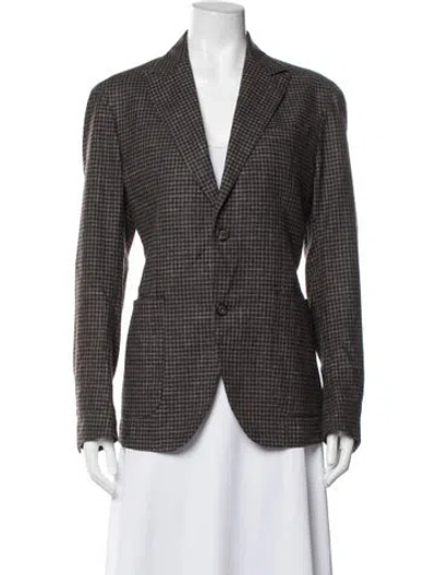Pre-owned Eleventy Tweed Pattern Blazer In Brown