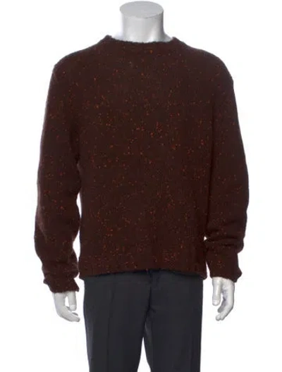 Pre-owned Eleventy Tweed Pattern Crew Neck Pullover In Brown