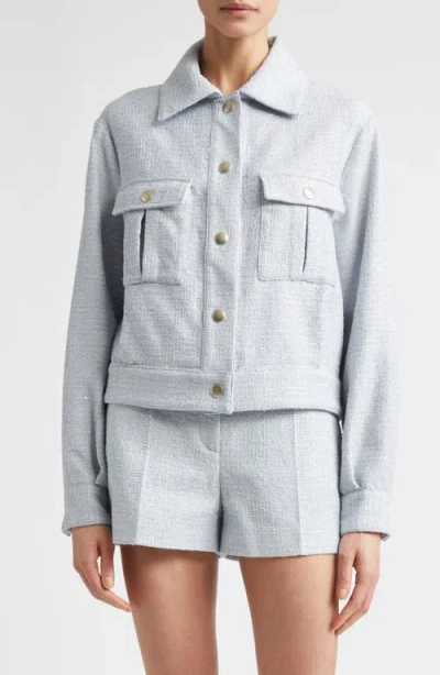 Eleventy Tweed Snap Jacket In Blue