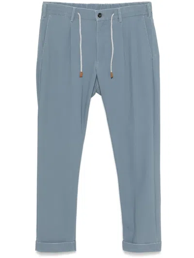 Eleventy Twill Tapered Trousers In Blue