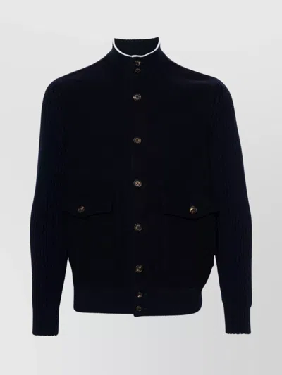 Eleventy Two Pocket Knit Texture Jacket In Black