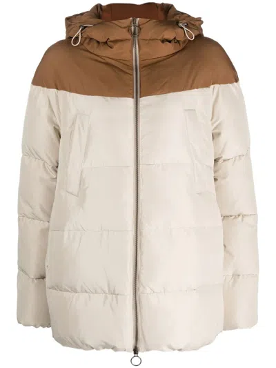 Eleventy Two-tone Puffer Jacket With Adjustable Hood And Quilted Design In Multi