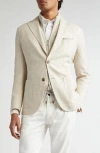 Eleventy Unstructured Plaid Linen & Wool Blend Sport Coat In 02 Sand