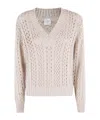 Eleventy Sequin-embellished Open-knit Sweater In Neutral