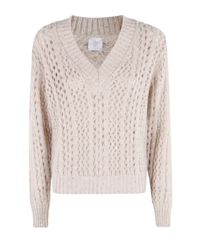 ELEVENTY OPENWORK V-NECK SWEATER