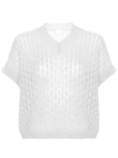 Eleventy V-neck Knitted Top In Grey