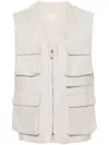 Eleventy V-neck Linen Vest In Neutrals