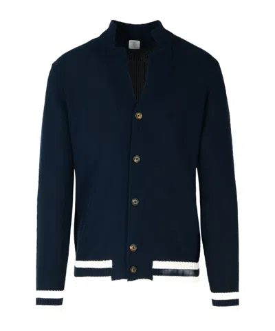 Eleventy V-neck Long-sleeved Sweater In Blue